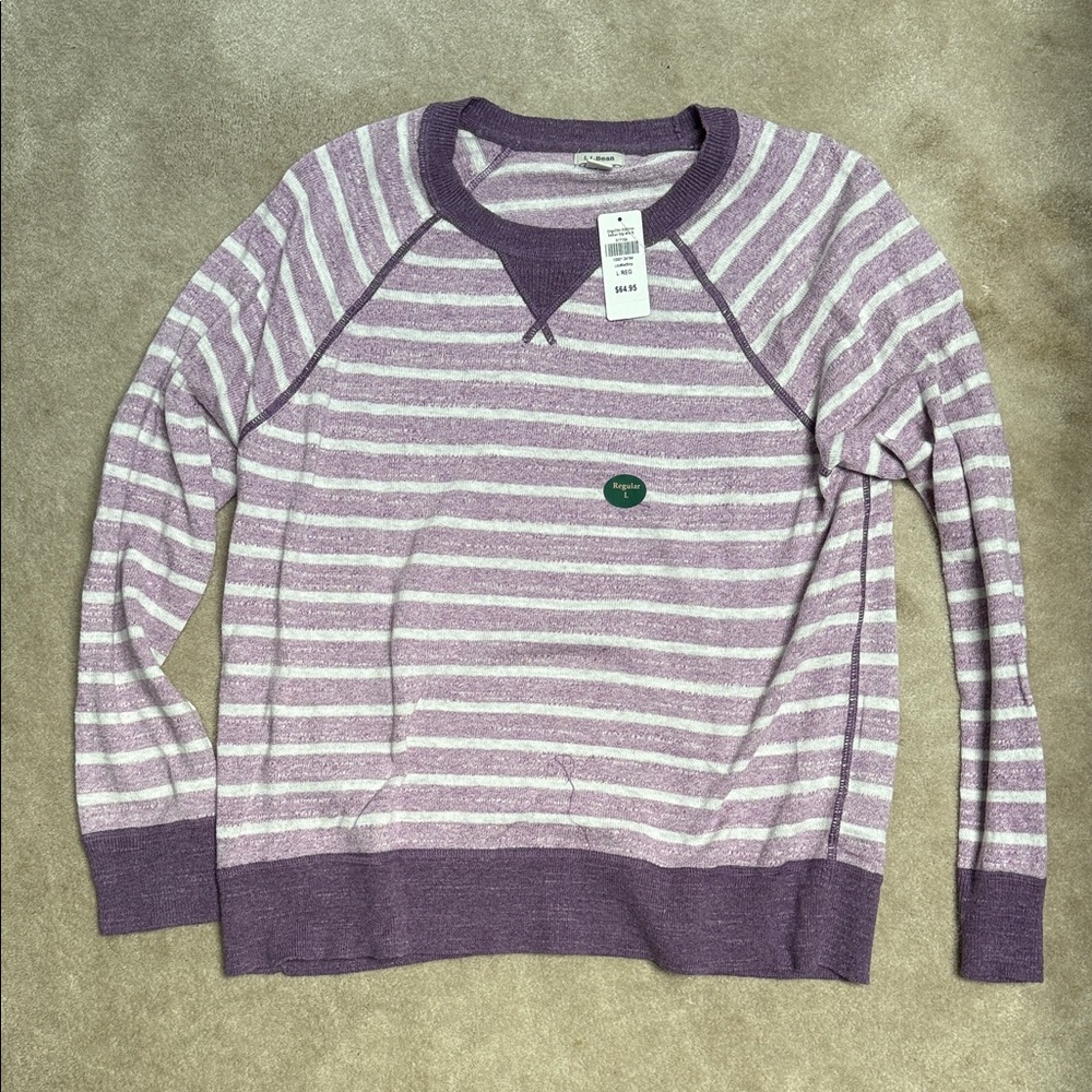 L.L. Bean Lavender and White Striped Sweater